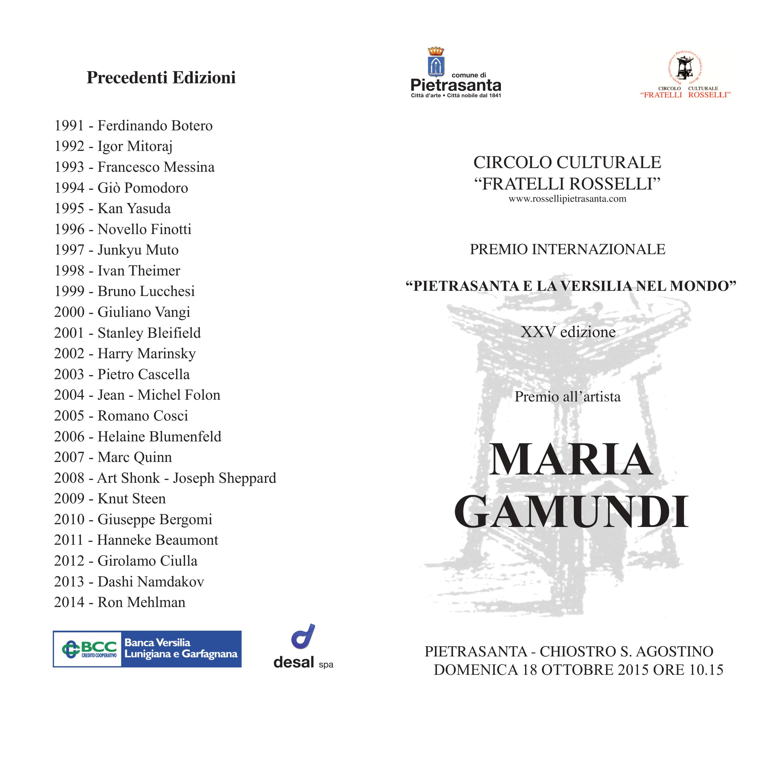 Programma Premio Circolo Culturale Fratelli Rosselli 2015