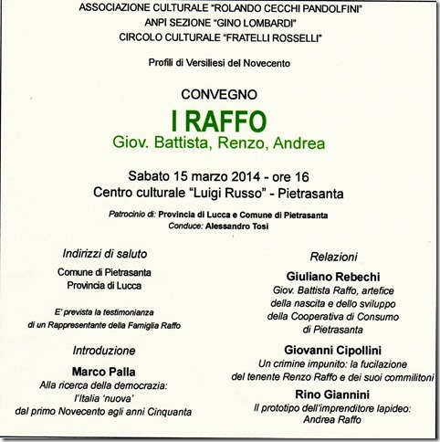 Convegno su Giovan Battista, Renzo e Andrea Raffo 